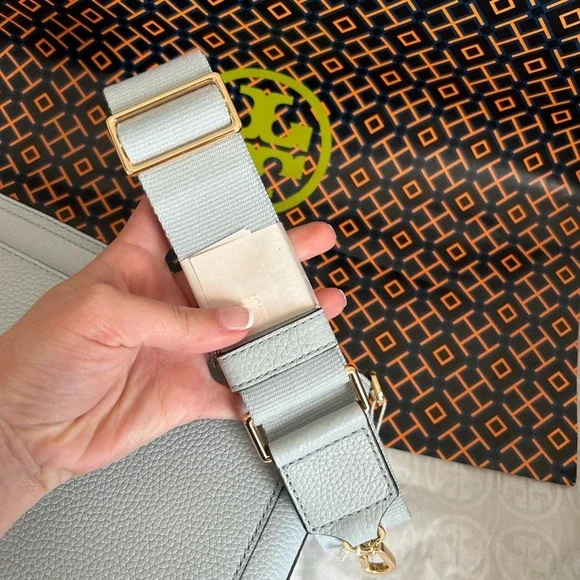 Tory Burch Blake Swingpack Crossbody Bag Seltzer Gold Blue - Picture 7 of 10